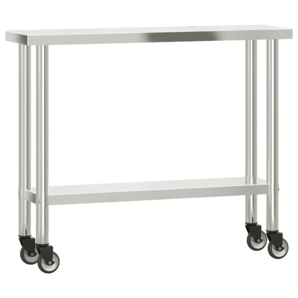 Mesa de trabajo para cocina con estante acero inox 110x30x150cm M 4