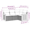 Set de muebles de jardín 5 pzas y cojines ratán sintético negro 3