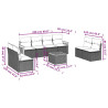 9 pcs conjunto sofás p/ jardim com almofadões vime PE cinzento 3