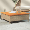 Mesa de jardín ratán y madera de acacia beige 70x70x25 cm 1