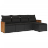 5 pcs conjunto sofás de jardim com almofadões vime PE preto 2
