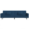 Sofá cama de 2 plazas con dos almohadas terciopelo azul 4