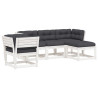 Set muebles jardín 5 pzas con cojines madera maciza pino blanco 2