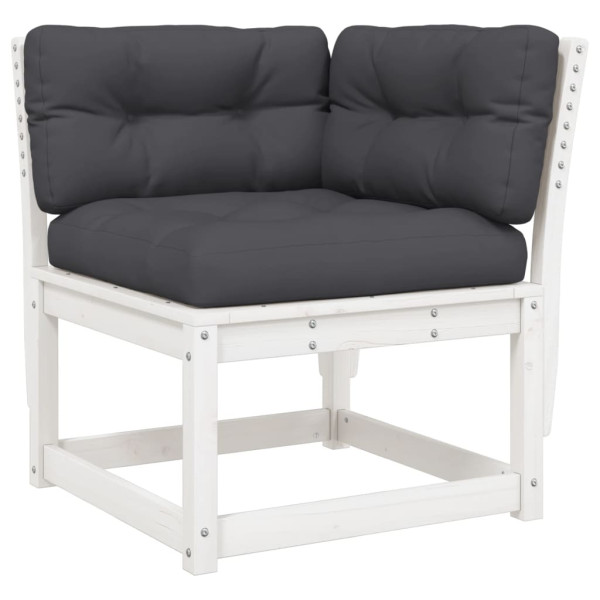 5 pcs conj. lounge de jardim c/ almofadões pinho maciço branco M 4