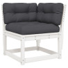 5 pcs conj. lounge de jardim c/ almofadões pinho maciço branco 4