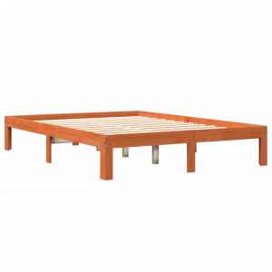 Cama sem colchão 135x190 cm madeira pinho maciça castanho-mel H