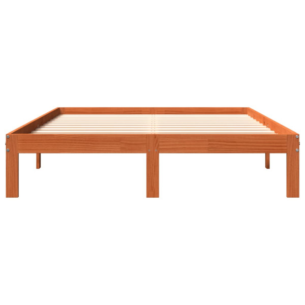 Estructura de cama madera maciza pino marrón cera 135x190 cm M 4