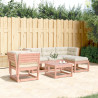 5 pcs conj. lounge jardim com almofadões madeira douglas maciça 1