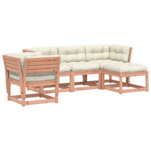 Juego de muebles jardín 5 pzas y cojines madera abeto Douglas H