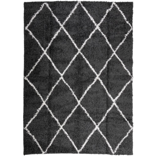 Alfombra de pelo largo moderna negro y crema 200x280 cm M 2