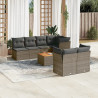 Set de muebles de jardín 6 pzas y cojines ratán sintético gris 1