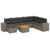 Set de muebles de jardín 9 pzas y cojines ratán sintético gris 2