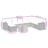 9 pcs conjunto sofás p/ jardim com almofadões vime PE cinzento 3