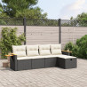Set de muebles de jardín 5 pzas y cojines ratán sintético negro 1