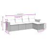Set de muebles de jardín 5 pzas y cojines ratán sintético negro 3
