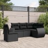 5 pcs conjunto sofás de jardim com almofadões vime PE preto 1