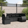 Set de muebles de jardín 5 pzas y cojines ratán sintético negro 1