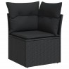 5 pcs conjunto sofás de jardim com almofadões vime PE preto 4