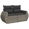 9 pcs conjunto sofás p/ jardim com almofadões vime PE cinzento 3