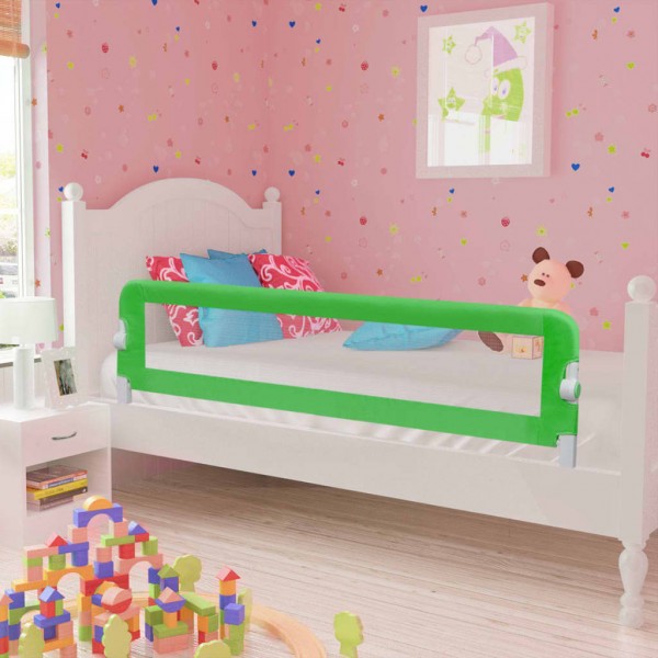 Barandilla de seguridad cama de niño 2 uds verde 150x42 cm D