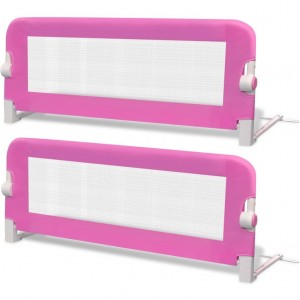 Barra de segurança para cama de criança 2 pcs 102x42 cm rosa H