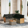 Set de muebles de jardín 6 pzas y cojines ratán sintético gris 1