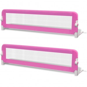 Barandilla de seguridad cama de niño 2 uds rosa 150x42 cm H