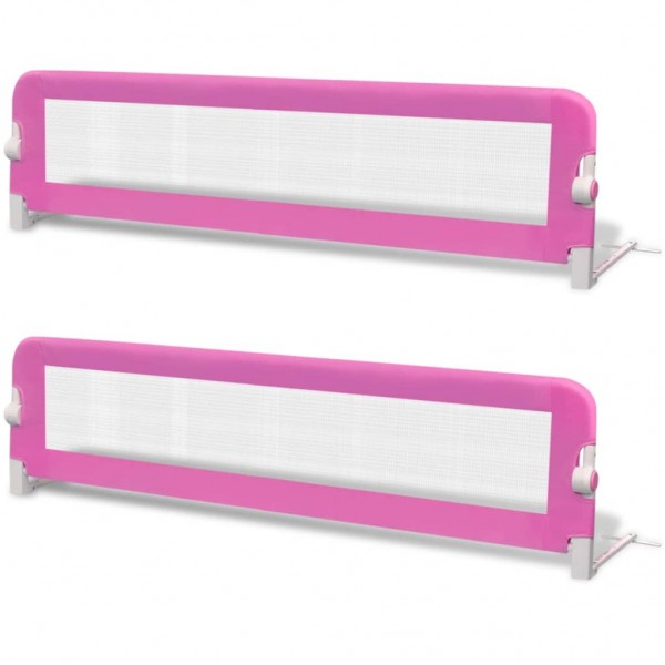 Barandilla de seguridad cama de niño 2 uds rosa 150x42 cm M 2