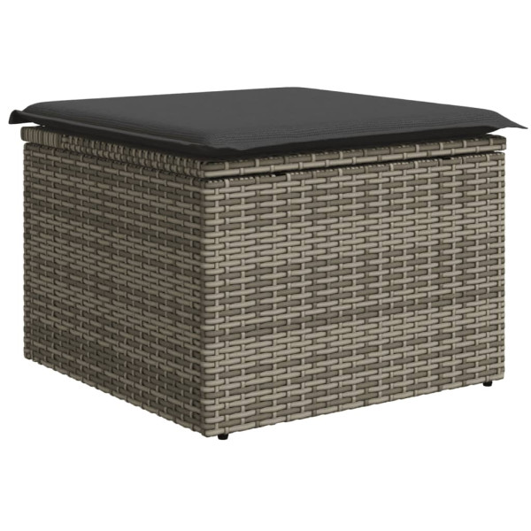 Set de muebles de jardín 9 pzas y cojines ratán sintético gris M 5