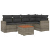 Set de muebles de jardín 6 pzas y cojines ratán sintético gris 2