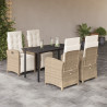 Set comedor de jardín 5 pzas con cojines ratán sintético beige 1