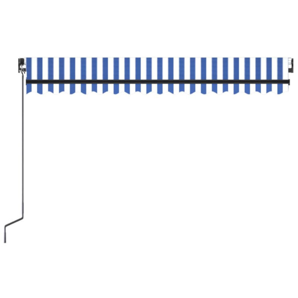 Toldo retrátil manual com LED 400x300 cm azul e branco M 4