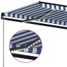 Toldo retrátil manual com LED 400x300 cm azul e branco 5