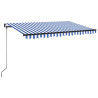 Toldo retrátil manual 400x350 cm azul e branco 2