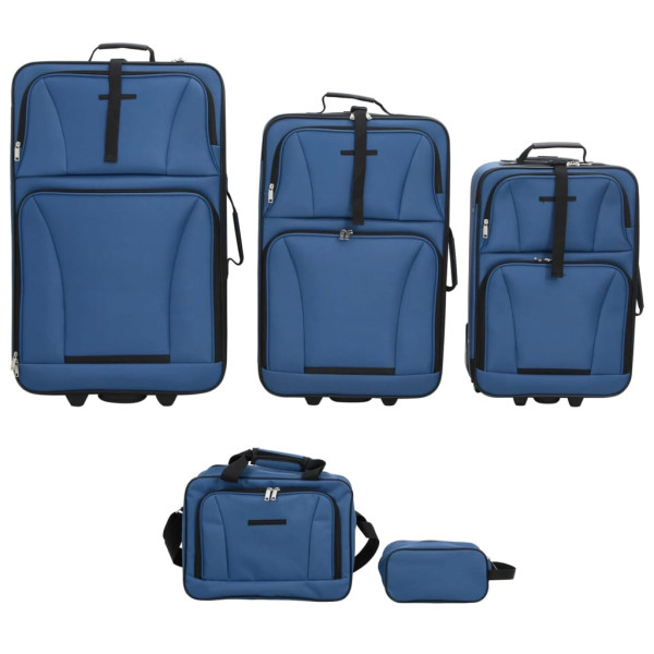 5 pcs conjunto malas de viagem tecido azul M 2