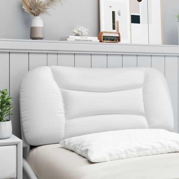 Cabecero de cama acolchado cuero sintético blanco 90 cm M 3
