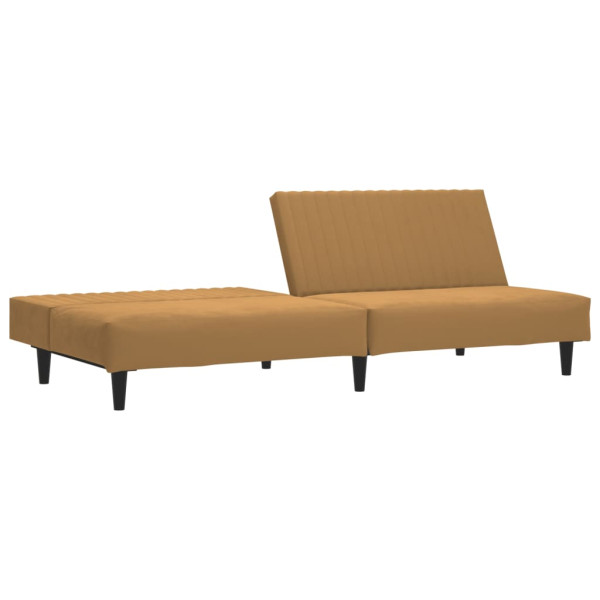 Sofá-cama de 2 lugares veludo castanho M 4