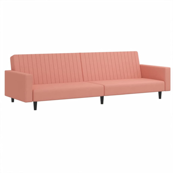 Sofá-cama de 2 lugares veludo rosa M 2