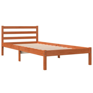 Estructura de cama madera maciza de pino marrón cera 90x200 cm H