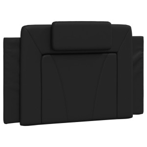 Cabecero de cama acolchado cuero sintético negro 90 cm H