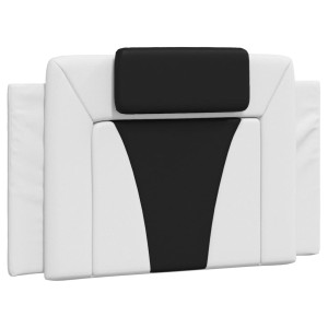 Cabecero de cama acolchado cuero sintético blanco y negro 90 cm H