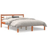 Estructura de cama madera maciza pino marrón cera 135x190 cm 1