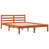 Estructura de cama madera maciza pino marrón cera 135x190 cm 2