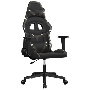 Cadeira gaming massagens couro artificial preto e camuflagem H