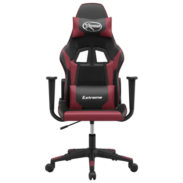 Silla gaming de masaje cuero sintético negro y rojo vino tinto M 3