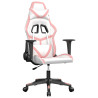 Silla gaming de masaje cuero sintético blanco y rosa 2