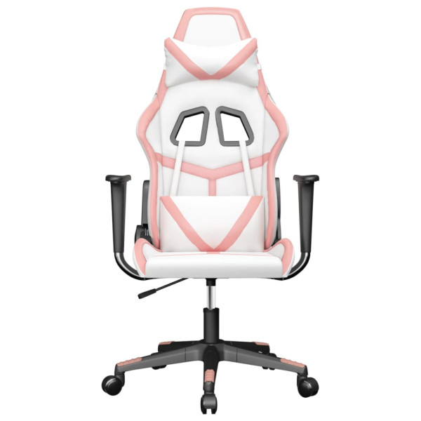 Cadeira gaming massagens couro artificial branco e rosa M 3