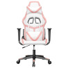 Cadeira gaming massagens couro artificial branco e rosa 3