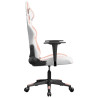 Silla gaming de masaje cuero sintético blanco y rosa 4