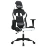 Silla gaming de masaje cuero sintético negro y blanco 2